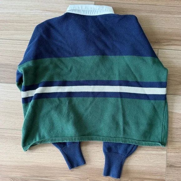 Women’s Blue Green Rugby Cropped Polo Shirt - Picture 3 of 3